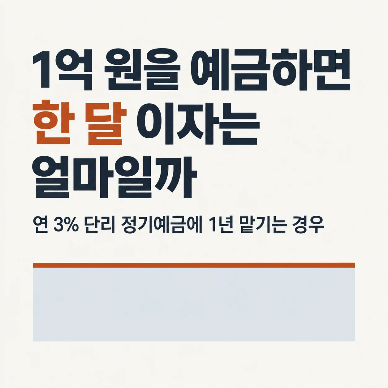 1억 원을 예금하면 한 달 이자는 얼마일까. 연 3% 단리 정기예금에 1년 맡기는 경우.